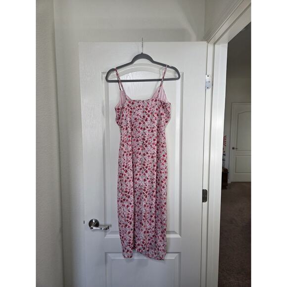 Lulus Reason For Romance Pink Floral Surplice Ruffled Midi Dress, Size Small - Picture 10 of 14